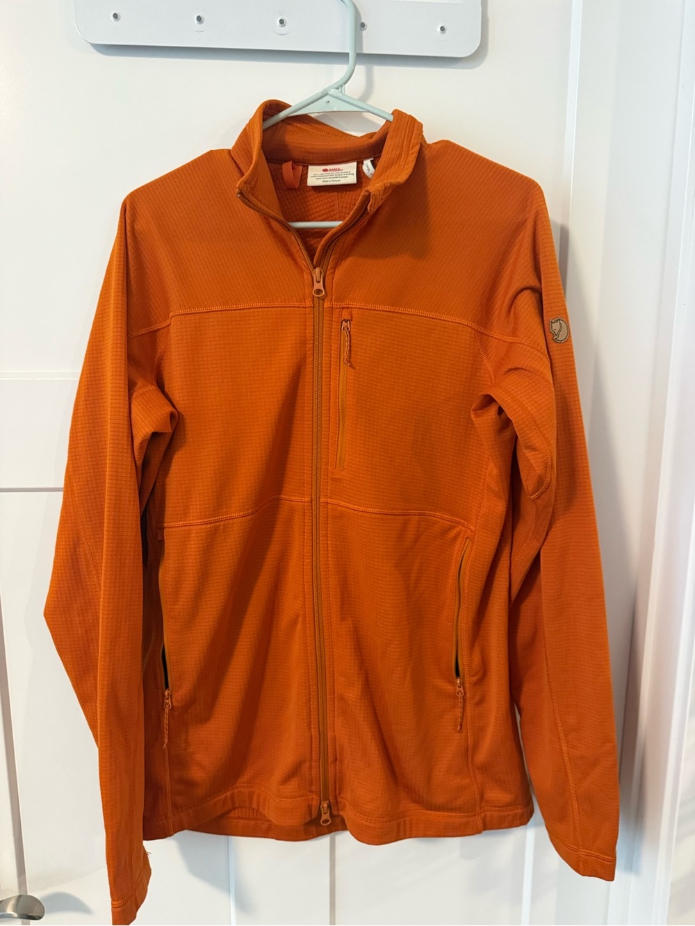 Fjallraven Men’s Orange Zip-Up Fleece Jacket size large